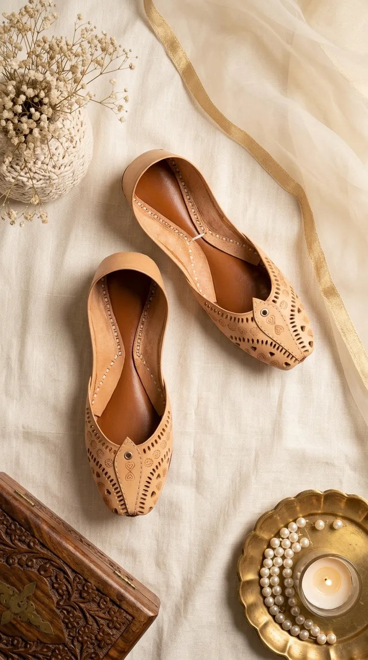 Fawn Leather Khussa For Women EC8865
