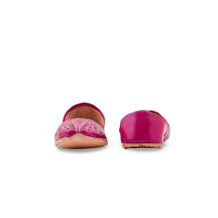 Pink Leather Khussa For Women EC8865