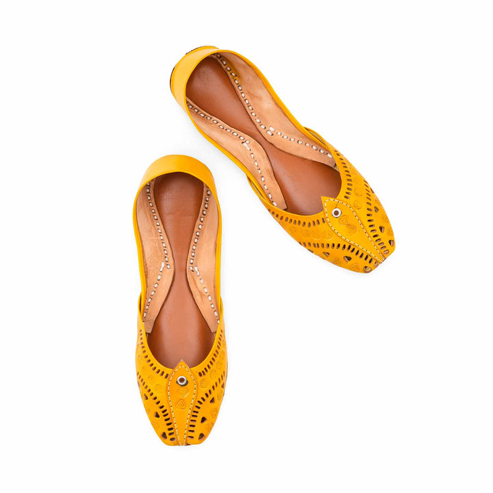 Yellow Leather Khussa For Women EC8865