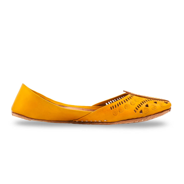 Yellow Leather Khussa For Women EC8865