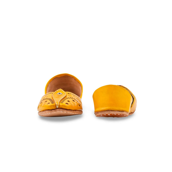 Yellow Leather Khussa For Women EC8865