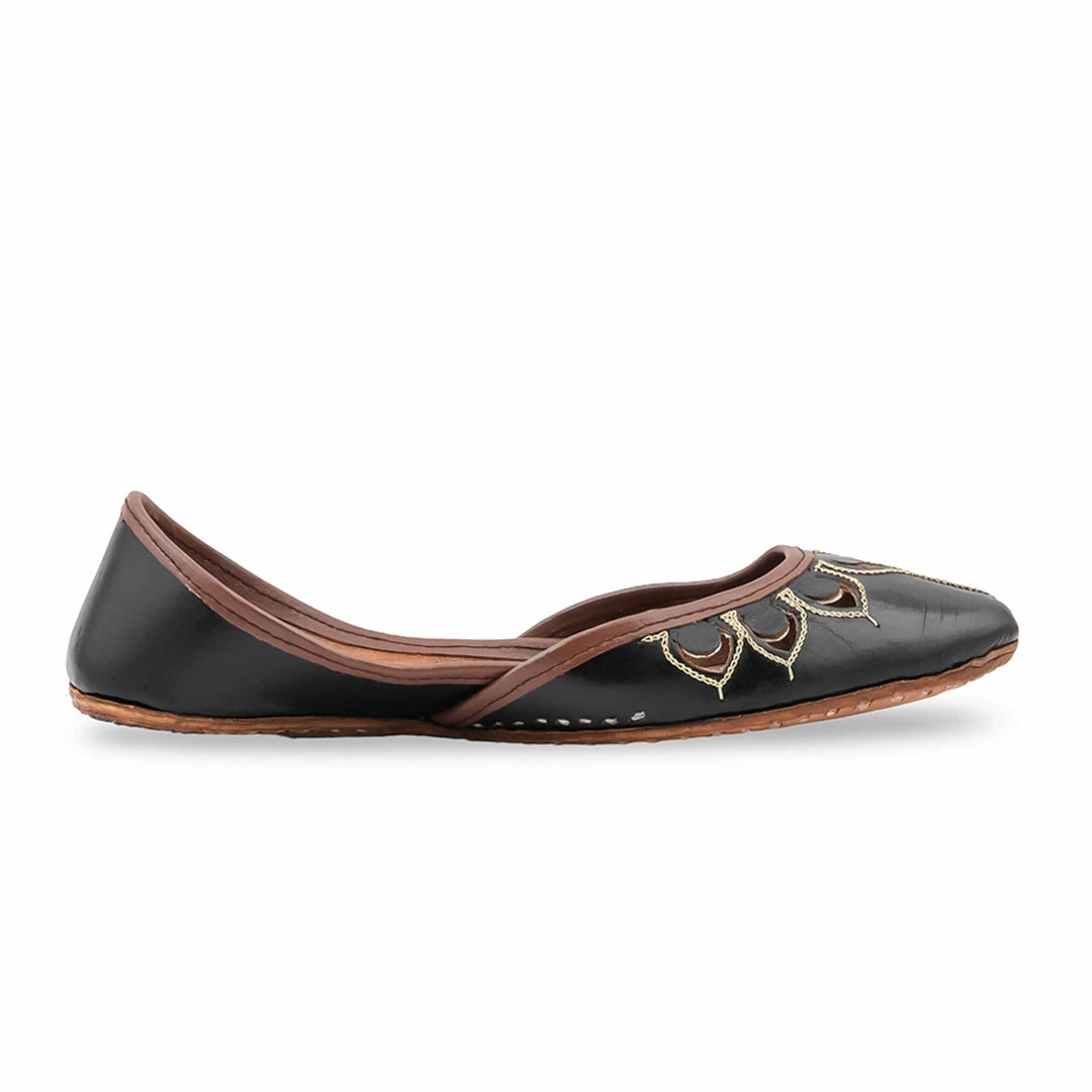 Black Leather Khussa For Women EC8866