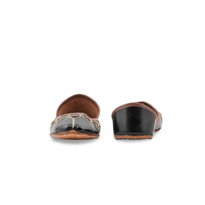 Black Leather Khussa For Women EC8866