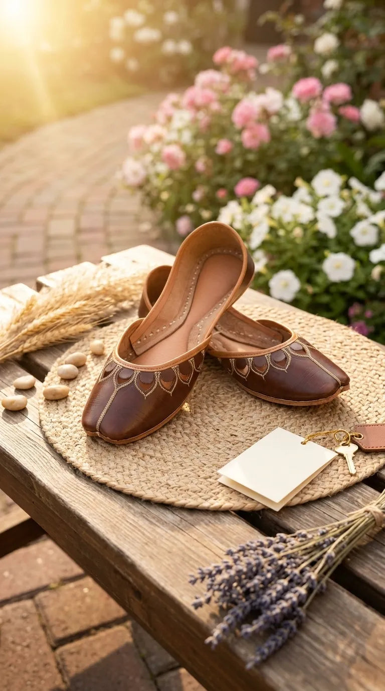 Brown Leather Khussa For Women EC8866