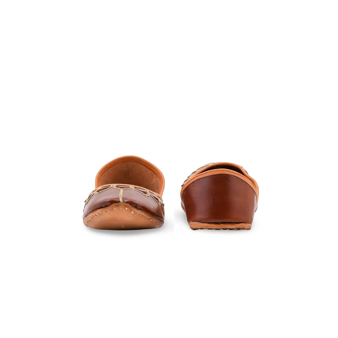 Brown Leather Khussa For Women EC8866