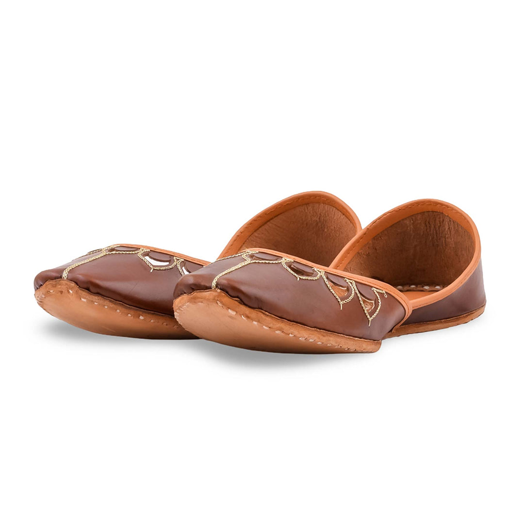 Brown Leather Khussa For Women EC8866