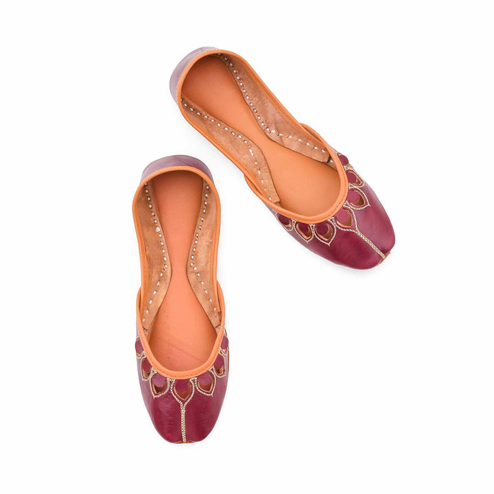 Maroon Leather Khussa For Women EC8866