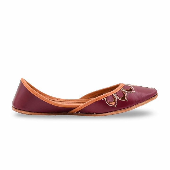 Maroon Leather Khussa For Women EC8866
