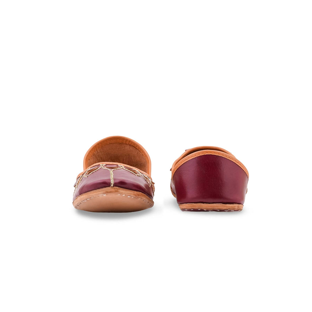 Maroon Leather Khussa For Women EC8866