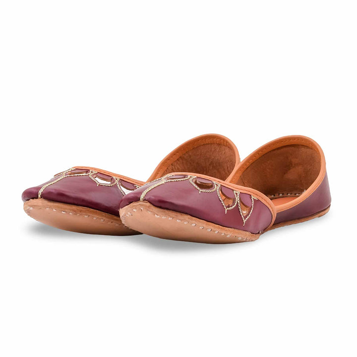 Maroon Leather Khussa For Women EC8866