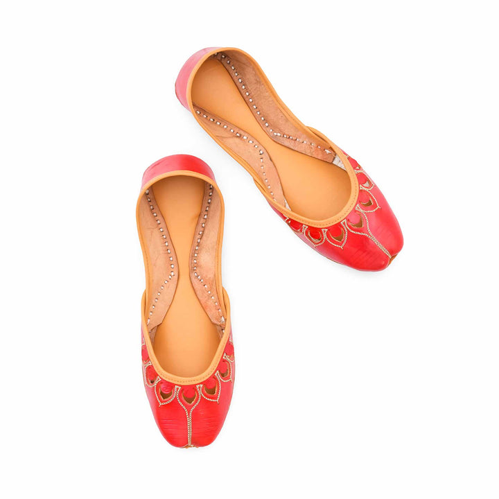 Red Leather Khussa For Women EC8866