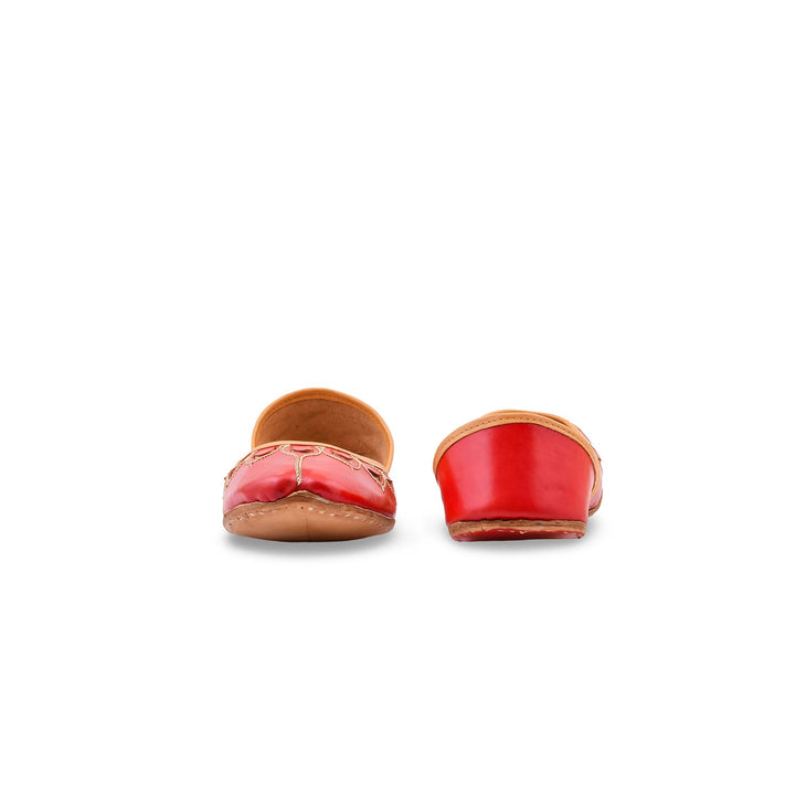 Red Leather Khussa For Women EC8866