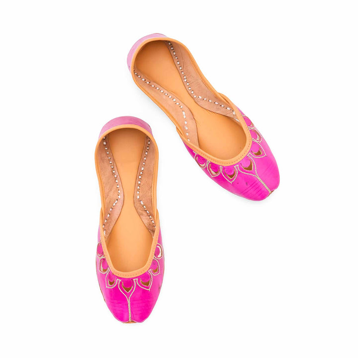 Pink Leather Khussa For Women EC8866