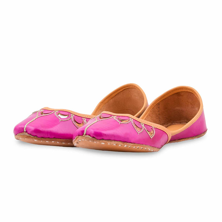 Pink Leather Khussa For Women EC8866