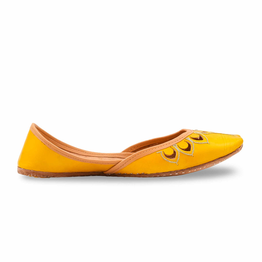 Yellow Leather Khussa For Women EC8866
