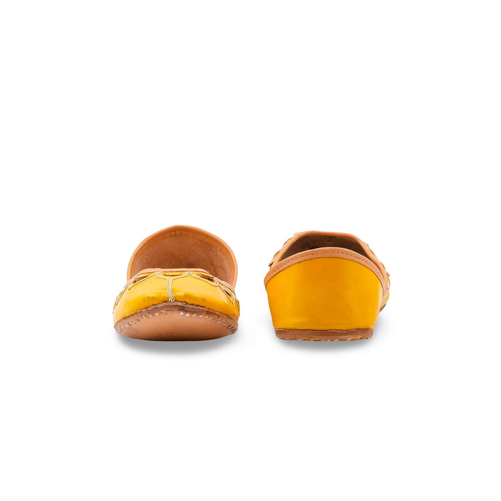 Yellow Leather Khussa For Women EC8866