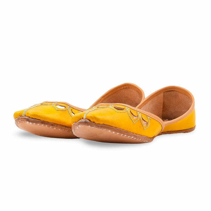 Yellow Leather Khussa For Women EC8866