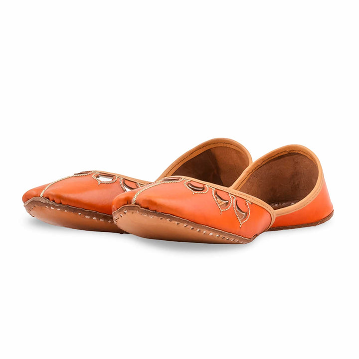 Orange Leather Khussa For Women EC8866