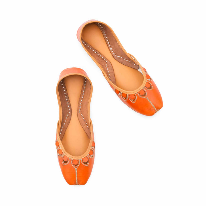 Orange Leather Khussa For Women EC8866