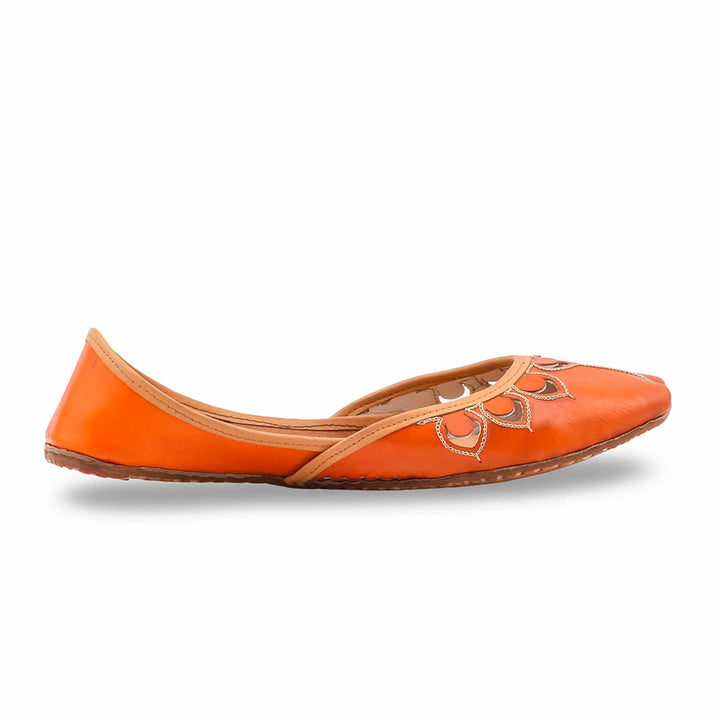 Orange Leather Khussa For Women EC8866