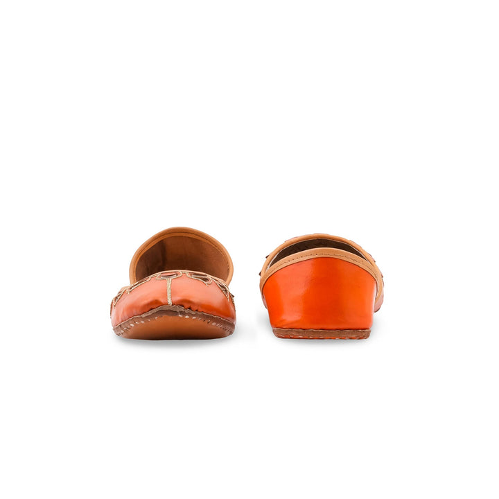 Orange Leather Khussa For Women EC8866