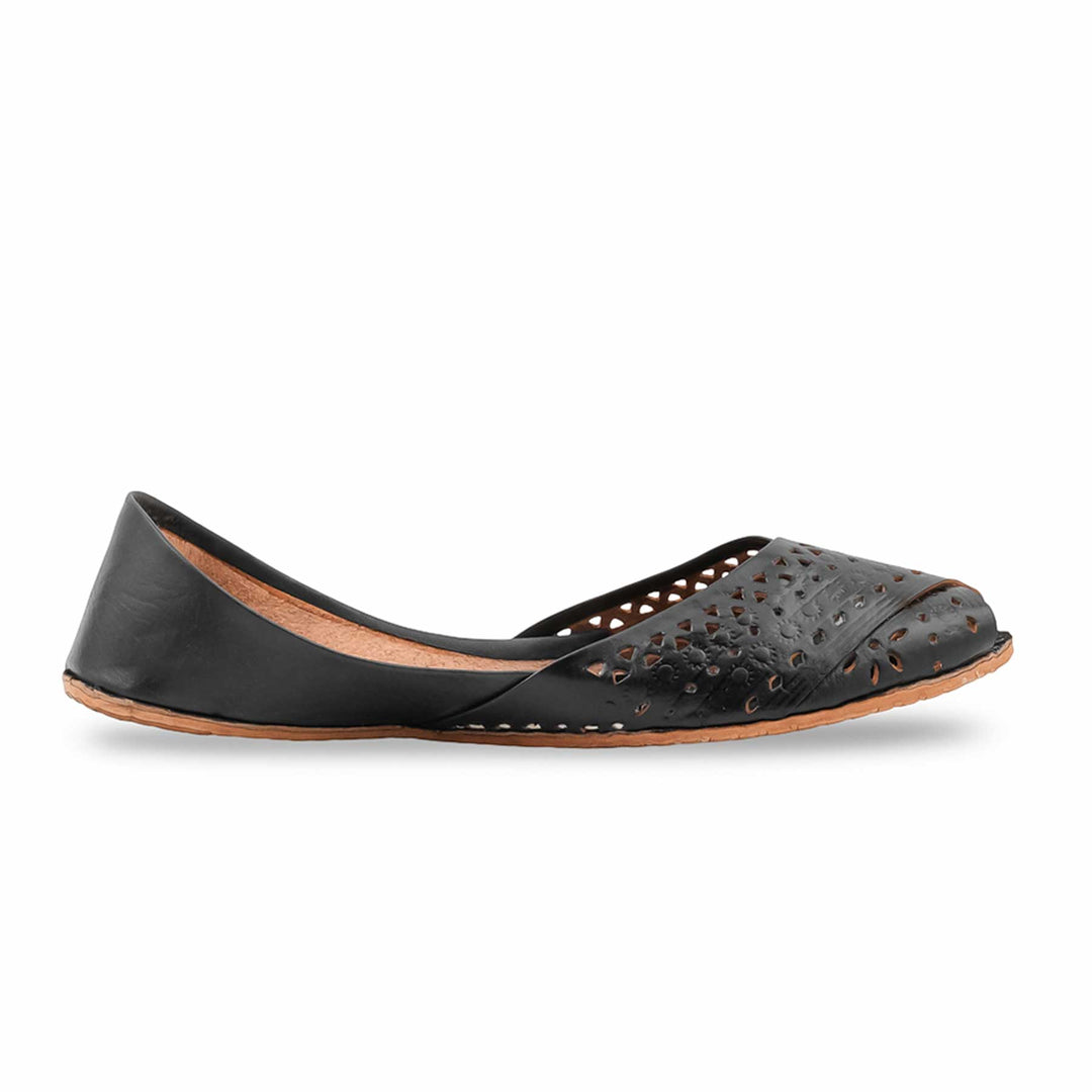 Black Leather Khussa For Women EC8867