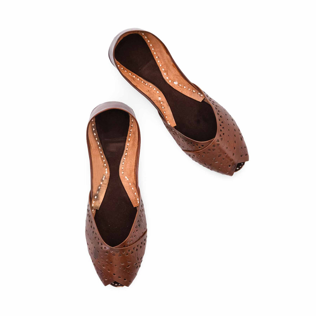 Brown Leather Khussa For Women EC8867