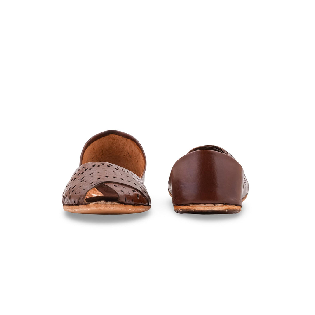 Brown Leather Khussa For Women EC8867