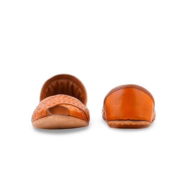 Mustard Leather Khussa For Women EC8867