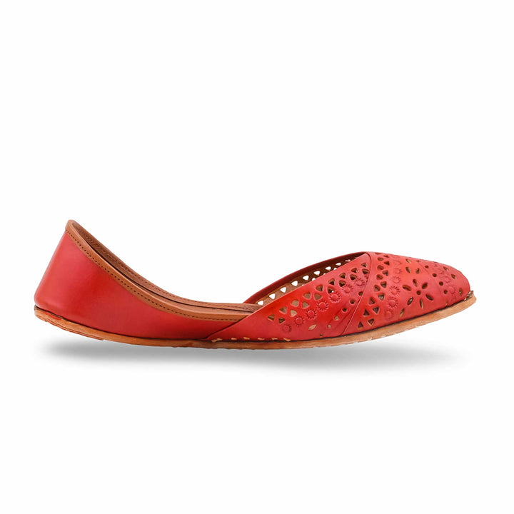 Red Leather Khussa For Women EC8867