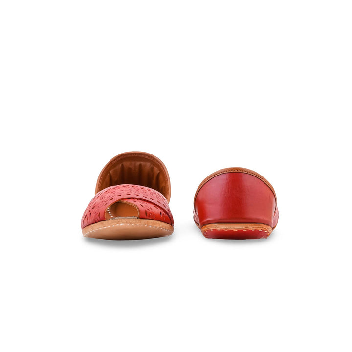 Red Leather Khussa For Women EC8867