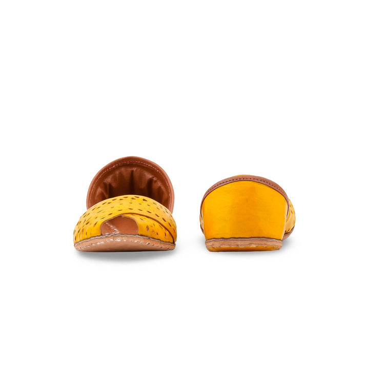 Yellow Leather Khussa For Women EC8867