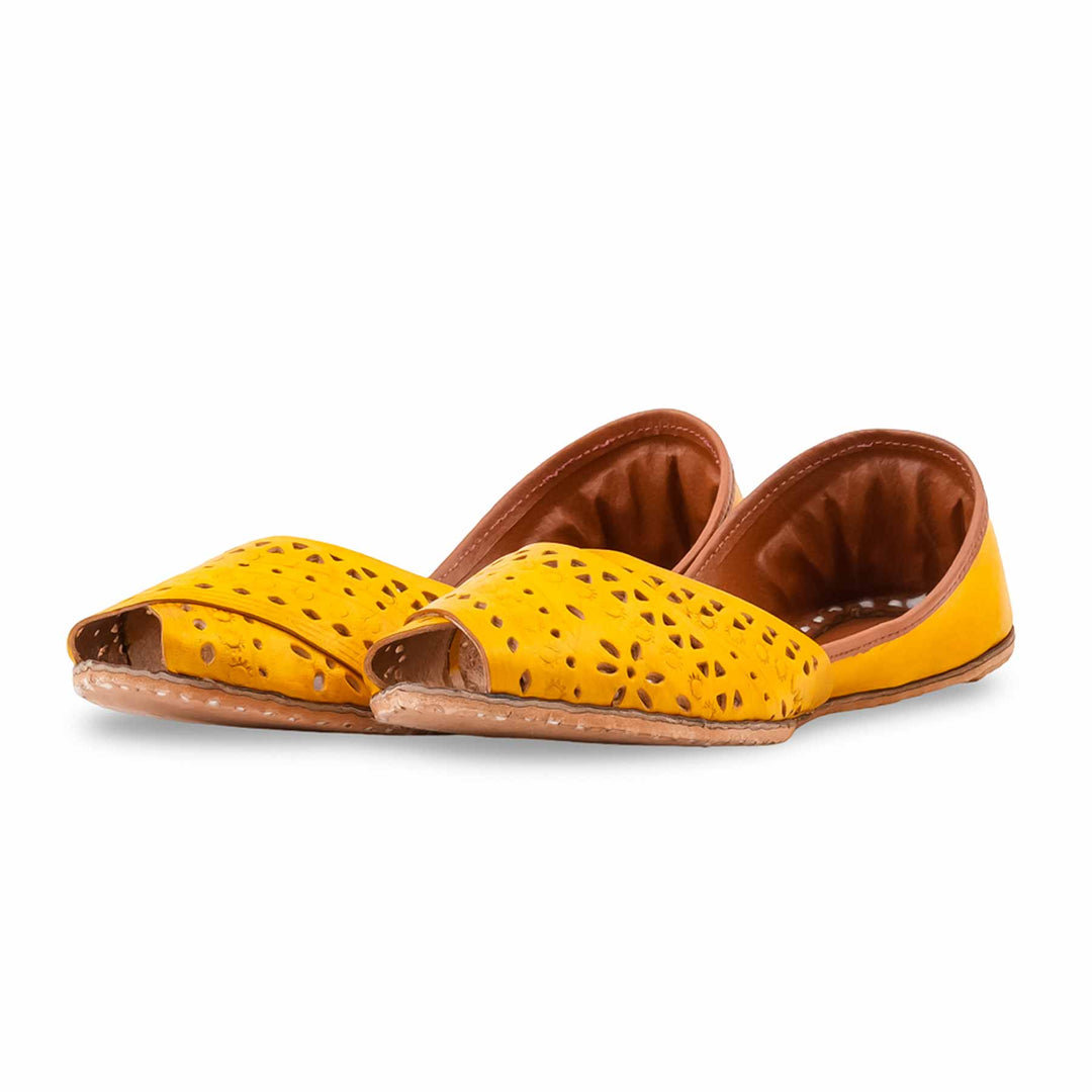 Yellow Leather Khussa For Women EC8867