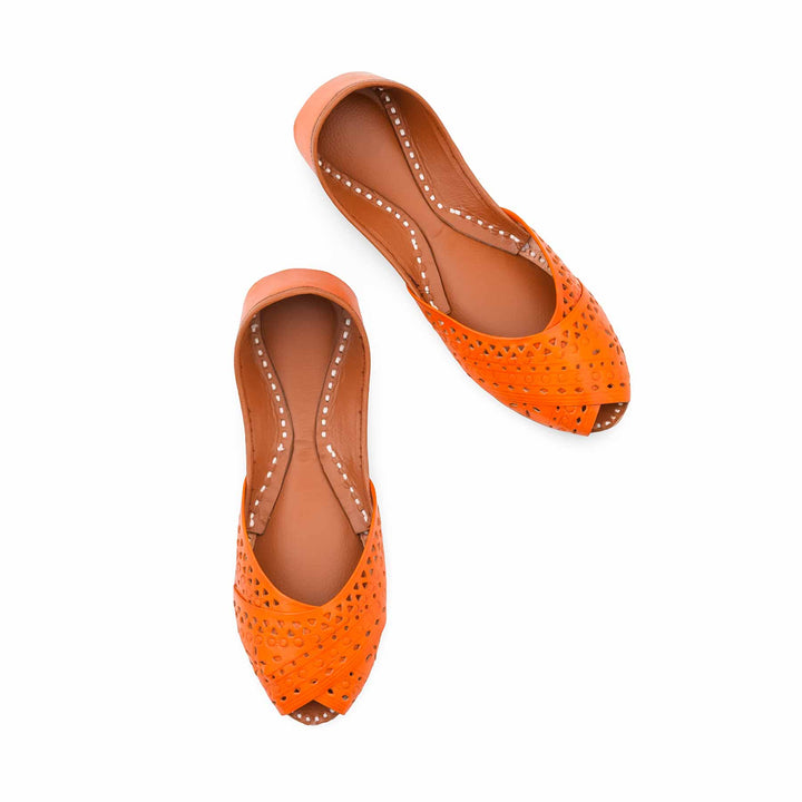 Orange Leather Khussa For Women EC8867