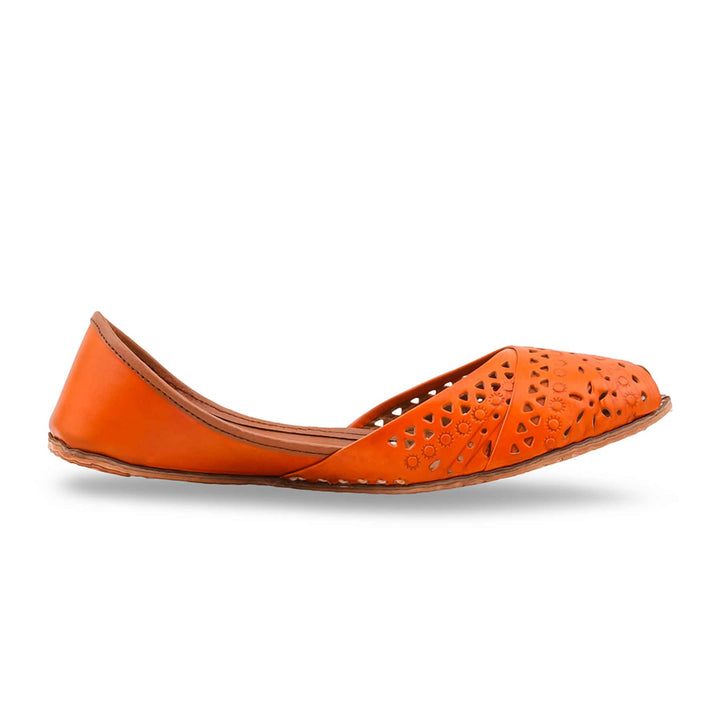Orange Leather Khussa For Women EC8867