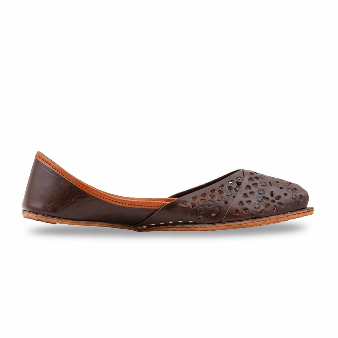 Coffee Leather Khussa For Women EC8867