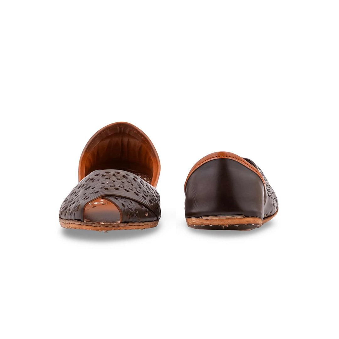 Coffee Leather Khussa For Women EC8867