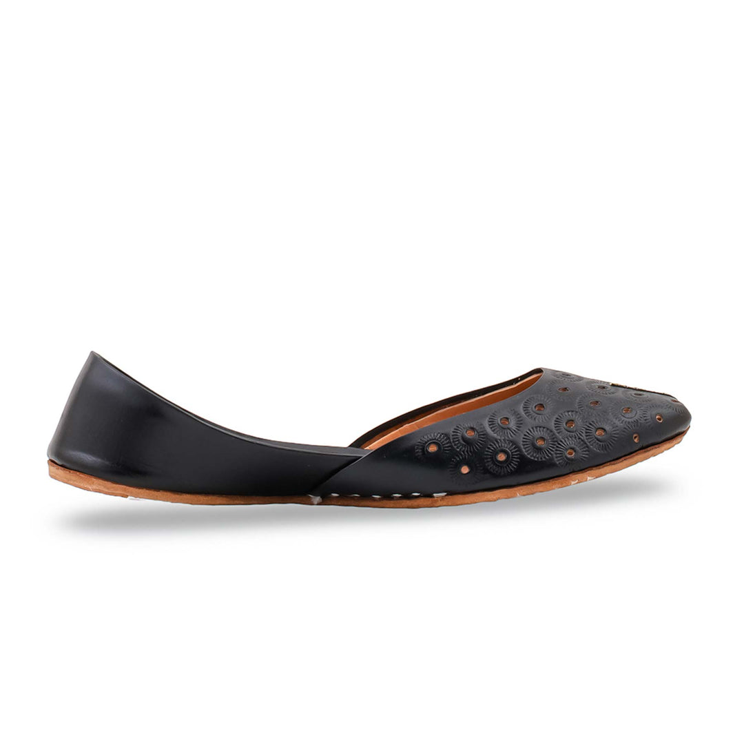 Black Leather Khussa For Women EC8868