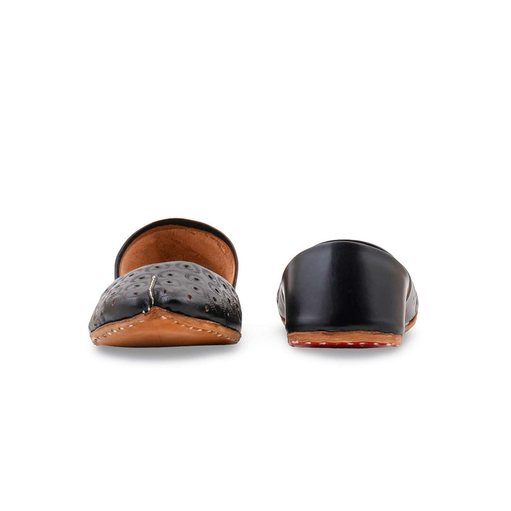 Black Leather Khussa For Women EC8868