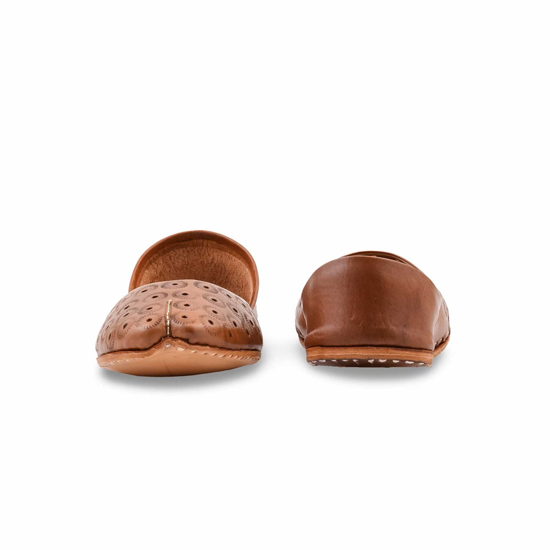 Brown Leather Khussa For Women EC8868