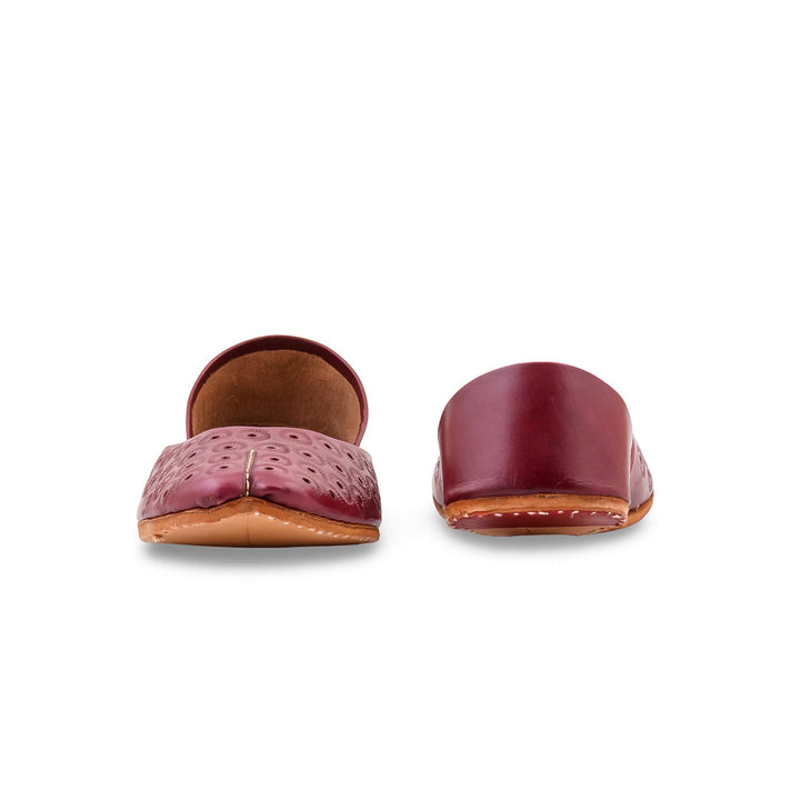 Maroon Leather Khussa For Women EC8868