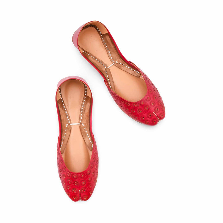Red Leather Khussa For Women EC8868
