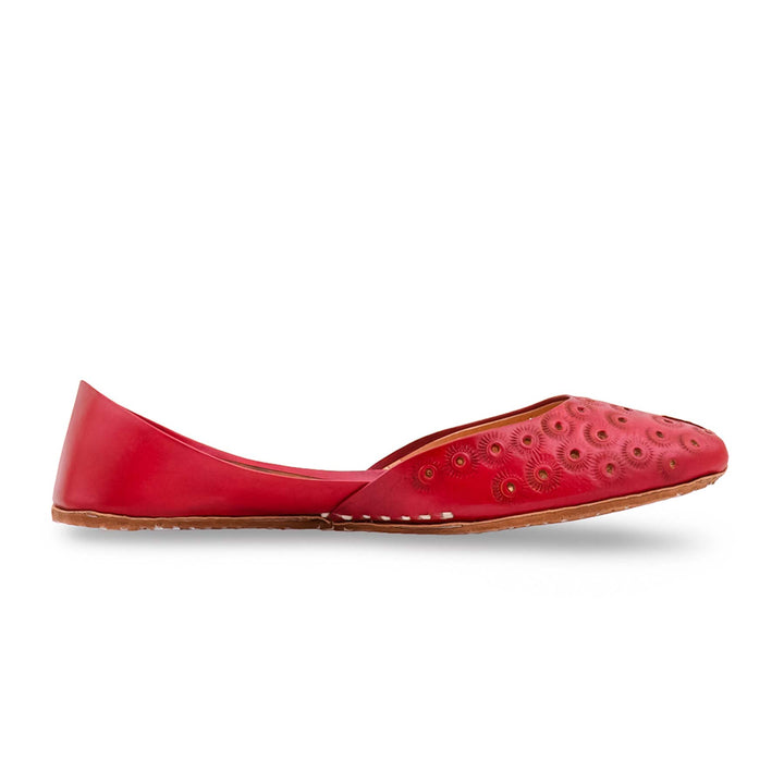 Red Leather Khussa For Women EC8868