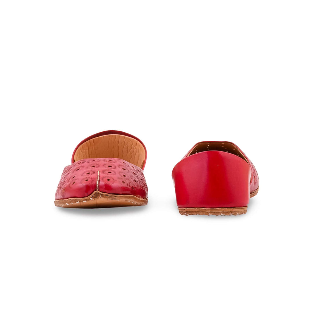 Red Leather Khussa For Women EC8868