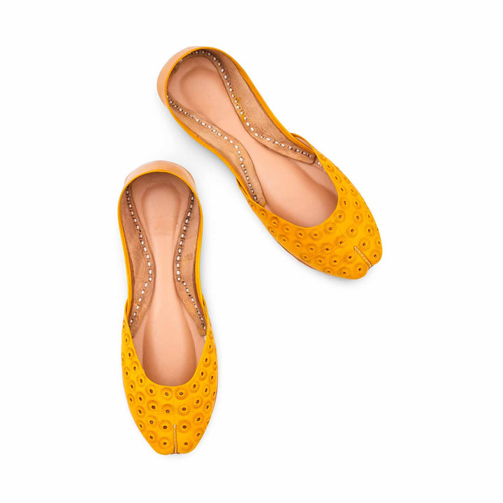 Yellow Leather Khussa For Women EC8868