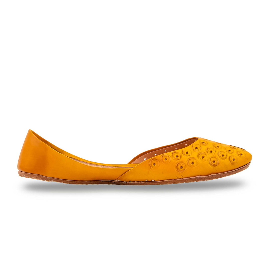 Yellow Leather Khussa For Women EC8868