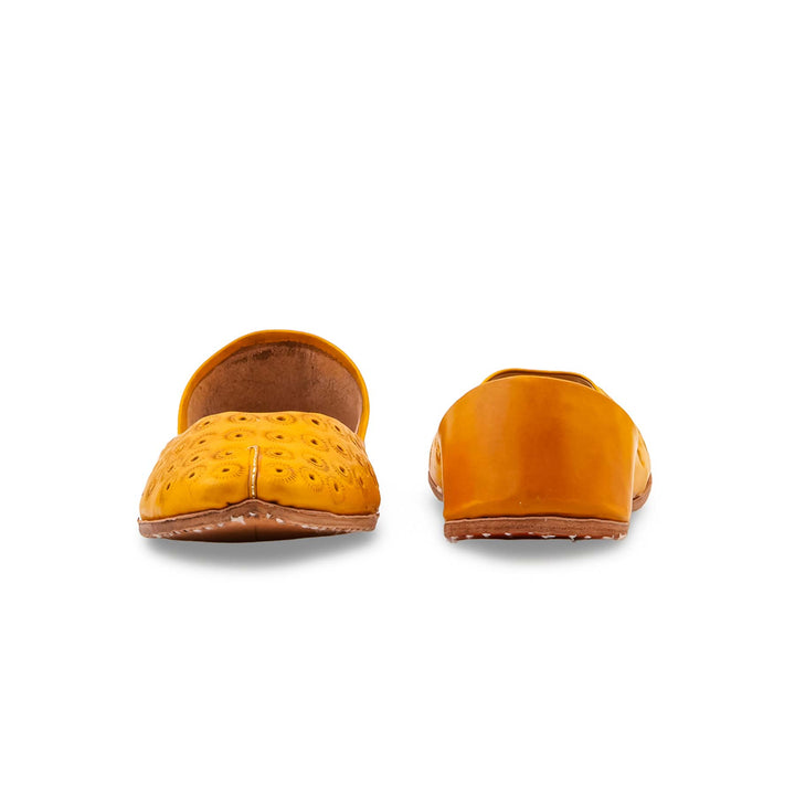 Yellow Leather Khussa For Women EC8868