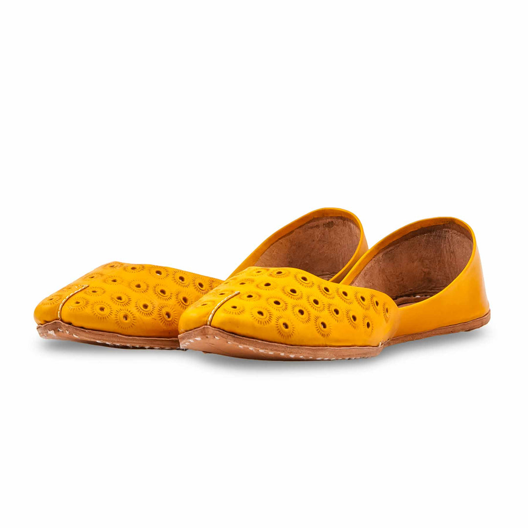 Yellow Leather Khussa For Women EC8868