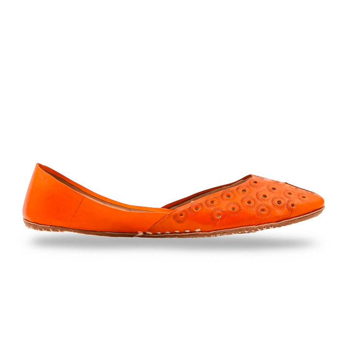 Orange Leather Khussa For Women EC8868