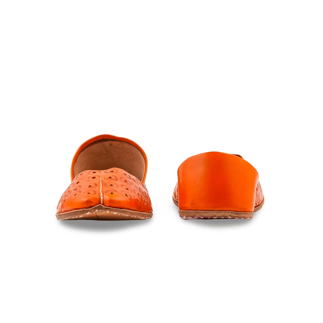 Orange Leather Khussa For Women EC8868